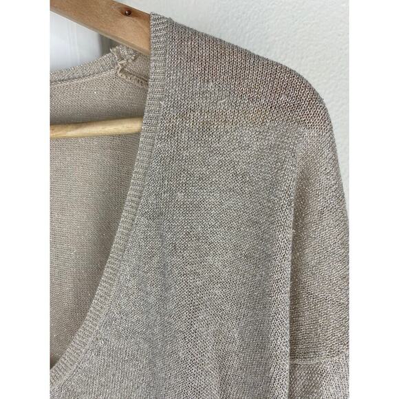 The Limited Women's S Metallic Gold Scoop Neck Pullover Tunic Sweater - Picture 3 of 6